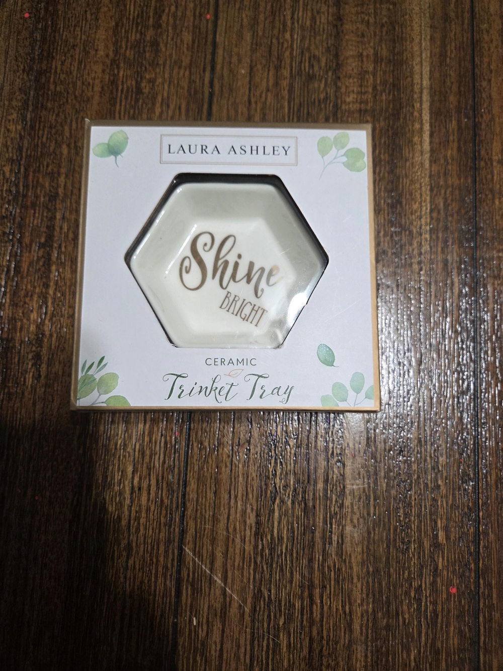 Laura Ashley White & Gold Hexagon Ceramic Trinket Tray